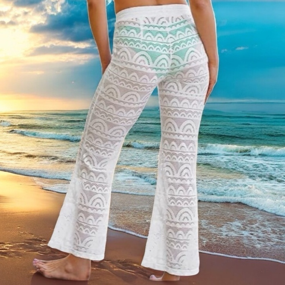 NWT CUPSHE Vanessa Lace Flare High Waist Coverup Pants Size Large - Picture 2 of 4